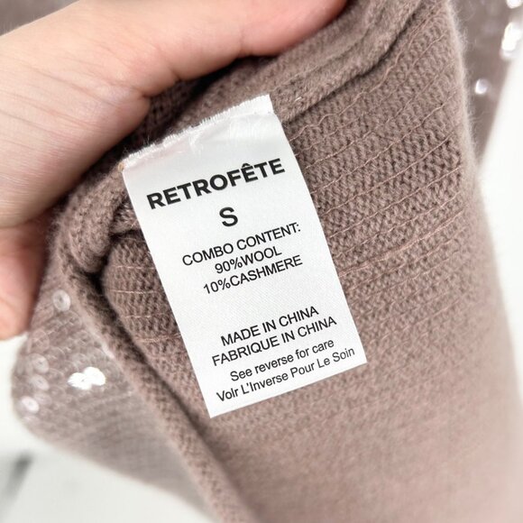 NWOT Retrofete Dove Wool/Cashmere Blend Sequin Embellished Mock Neck Midi Dress - Picture 7 of 8